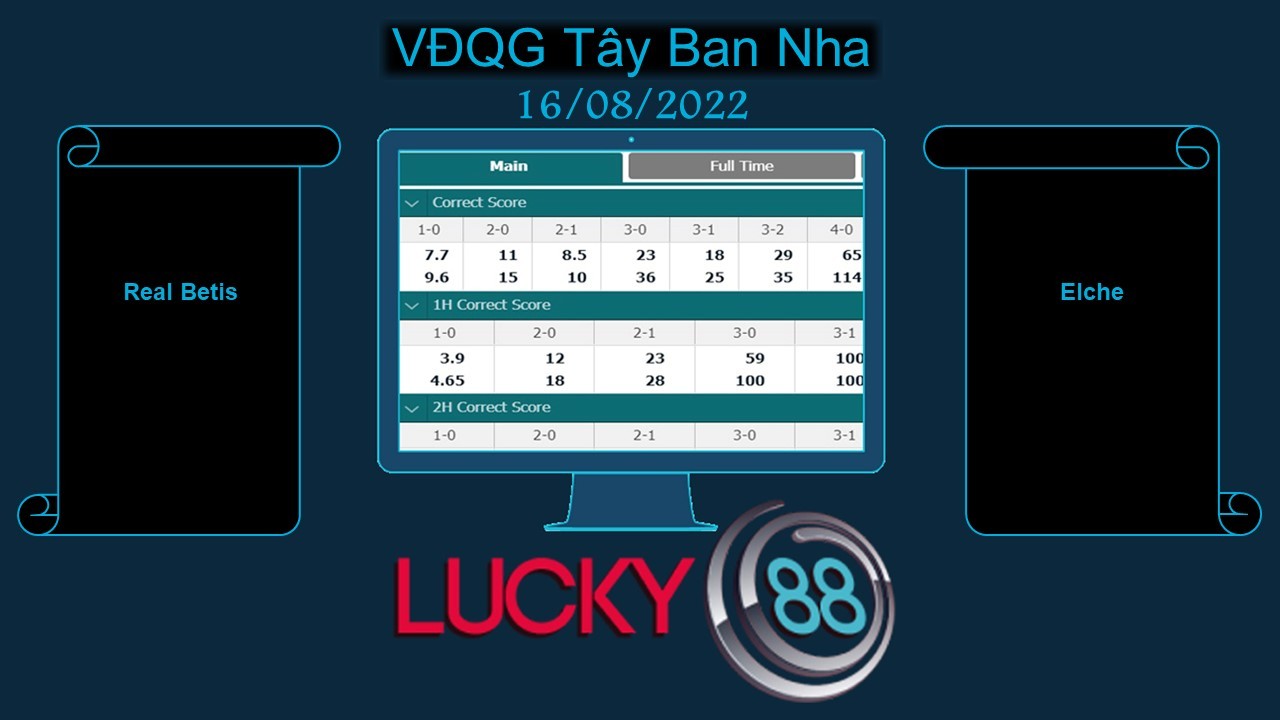 LUCKY88 Real Betis vs Elche , Soi kèo bóng đá hôm nay 16/08/2022, VĐQG Tây Ban Nha