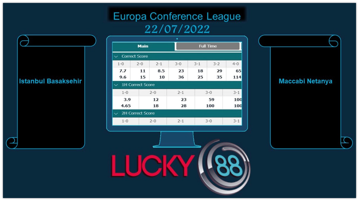 LUCKY88 Istanbul Basaksehir vs Maccabi Netanya, Soi kèo bóng đá hôm nay 22/07/2022, Europa Conference League