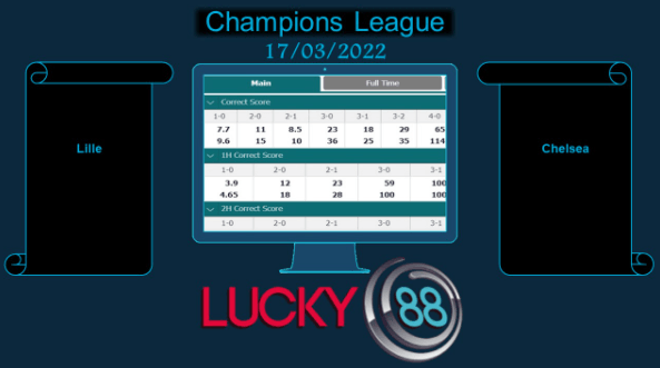 LUCKY88 Lille vs Chelsea  , Soi kèo bóng đá hôm nay 17/03/2022, Champions League