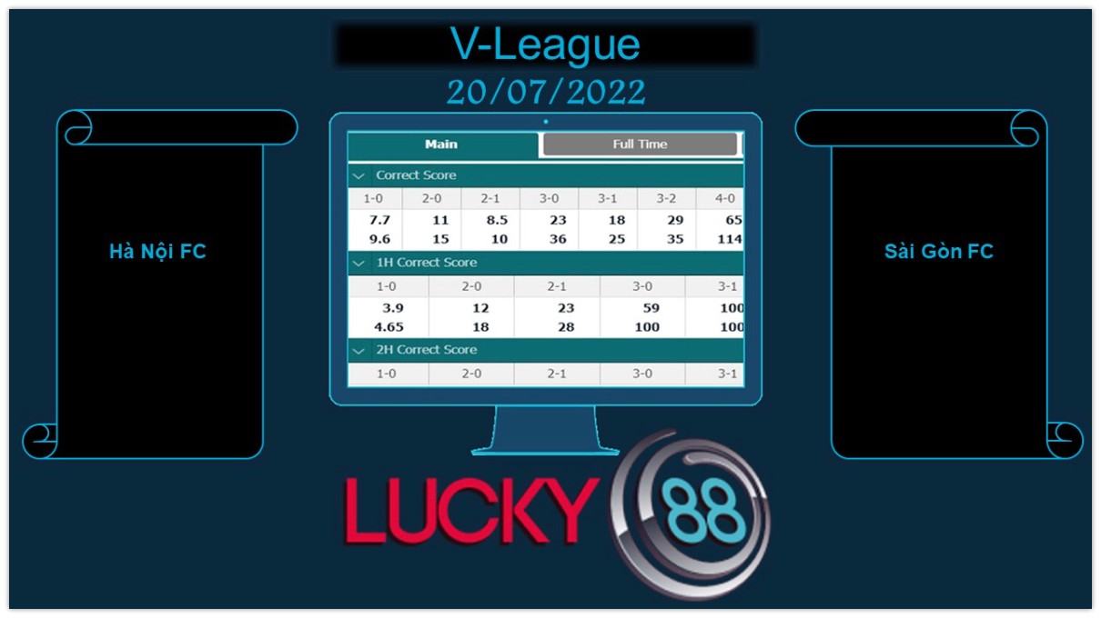 LUCKY88 Hà Nội FC vs Sài Gòn FC , Soi kèo bóng đá hôm nay 20/07/2022, V-League