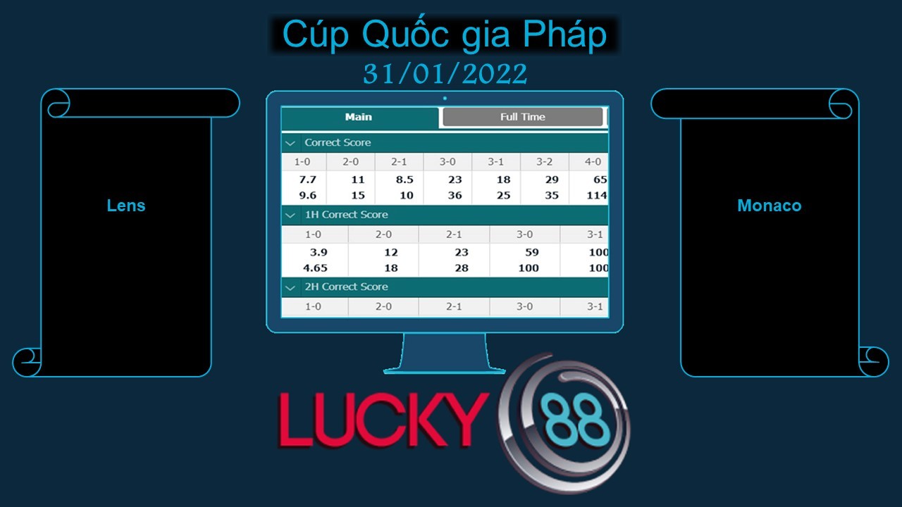 LUCKY88 Lens vs Monaco , Soi kèo bóng đá hôm nay 31/01/2022, Cúp Quốc gia Pháp