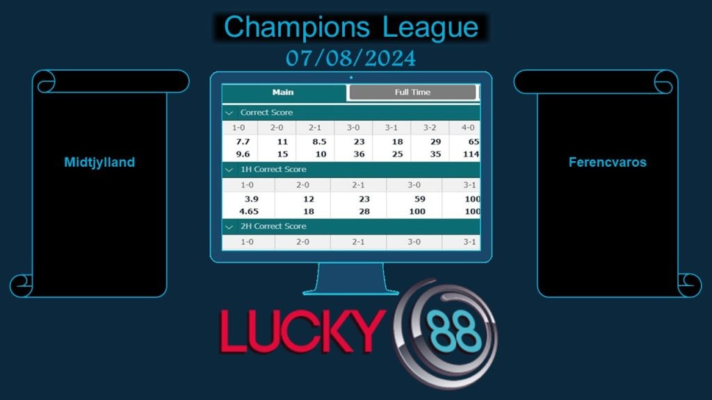 LUCKY88 Midtjylland vs Ferencvaros, Soi kèo bóng đá hôm nay 07/08/2024, Champions League