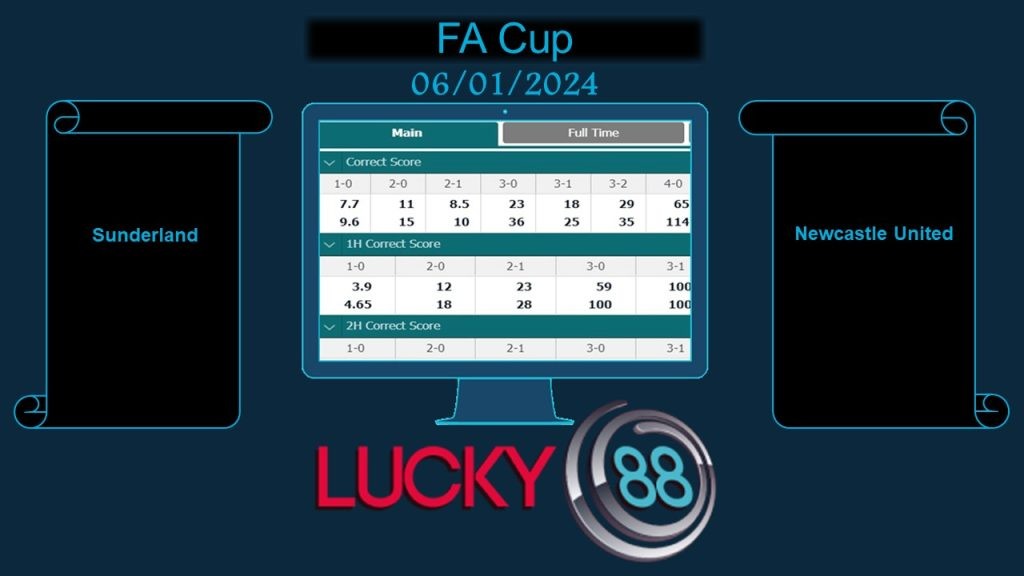LUCKY88 Sunderland vs Newcastle United, Soi kèo bóng đá hôm nay 06/01/2024, FA Cup