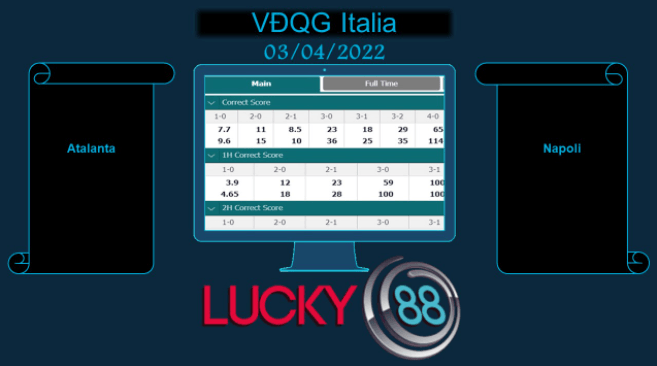LUCKY88 Atalanta vs Napoli , Soi kèo bóng đá hôm nay 03/04/2022, VĐQG Italia