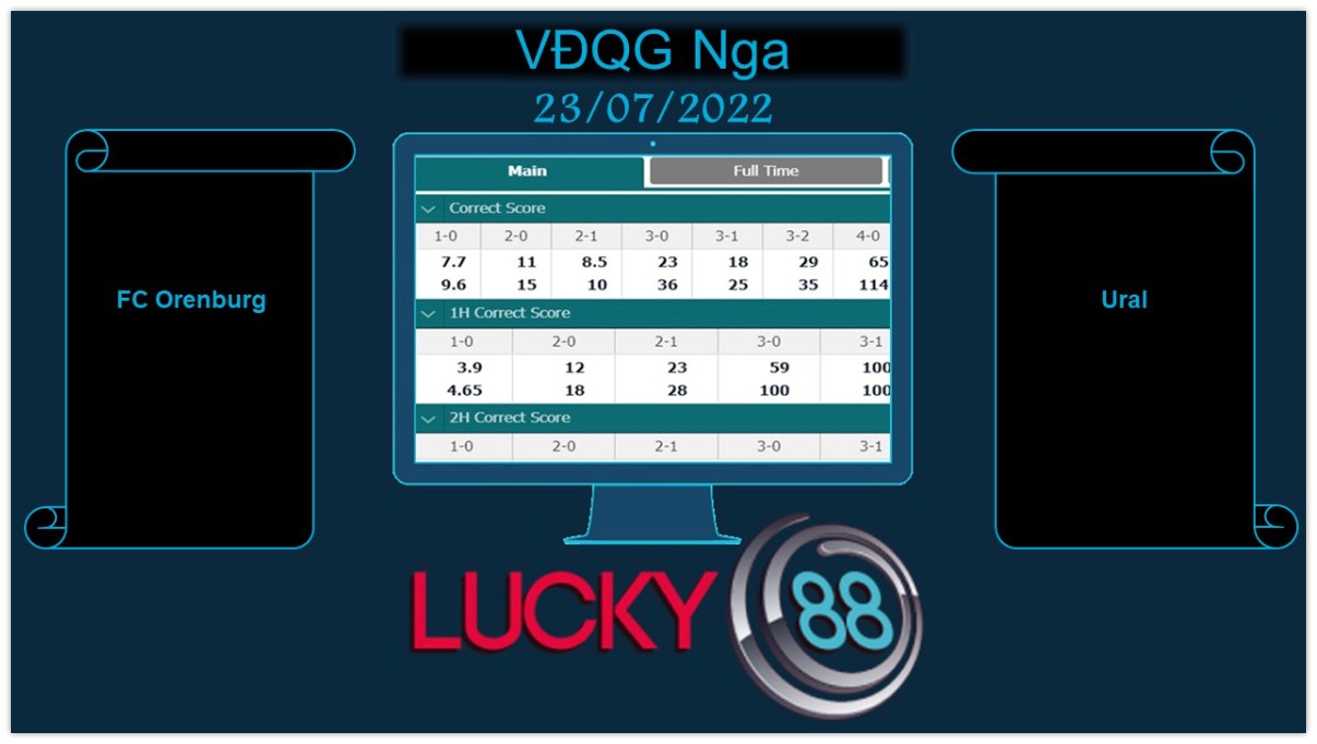 LUCKY88 FC Orenburg vs Ural , Soi kèo bóng đá hôm nay 23/07/2022, VĐQG Nga